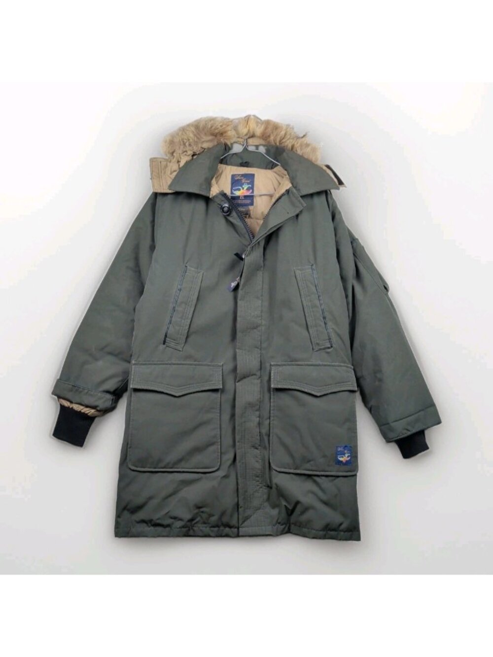 Vintage Snow Goose Canada Mens S / 36 Military Green Fur Parka Long Coat Jacket